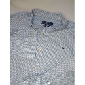 Vineyard Vines Whale Shirt Mens XXL Blue Striped Button Preppy‎ Cotton Shep Ian